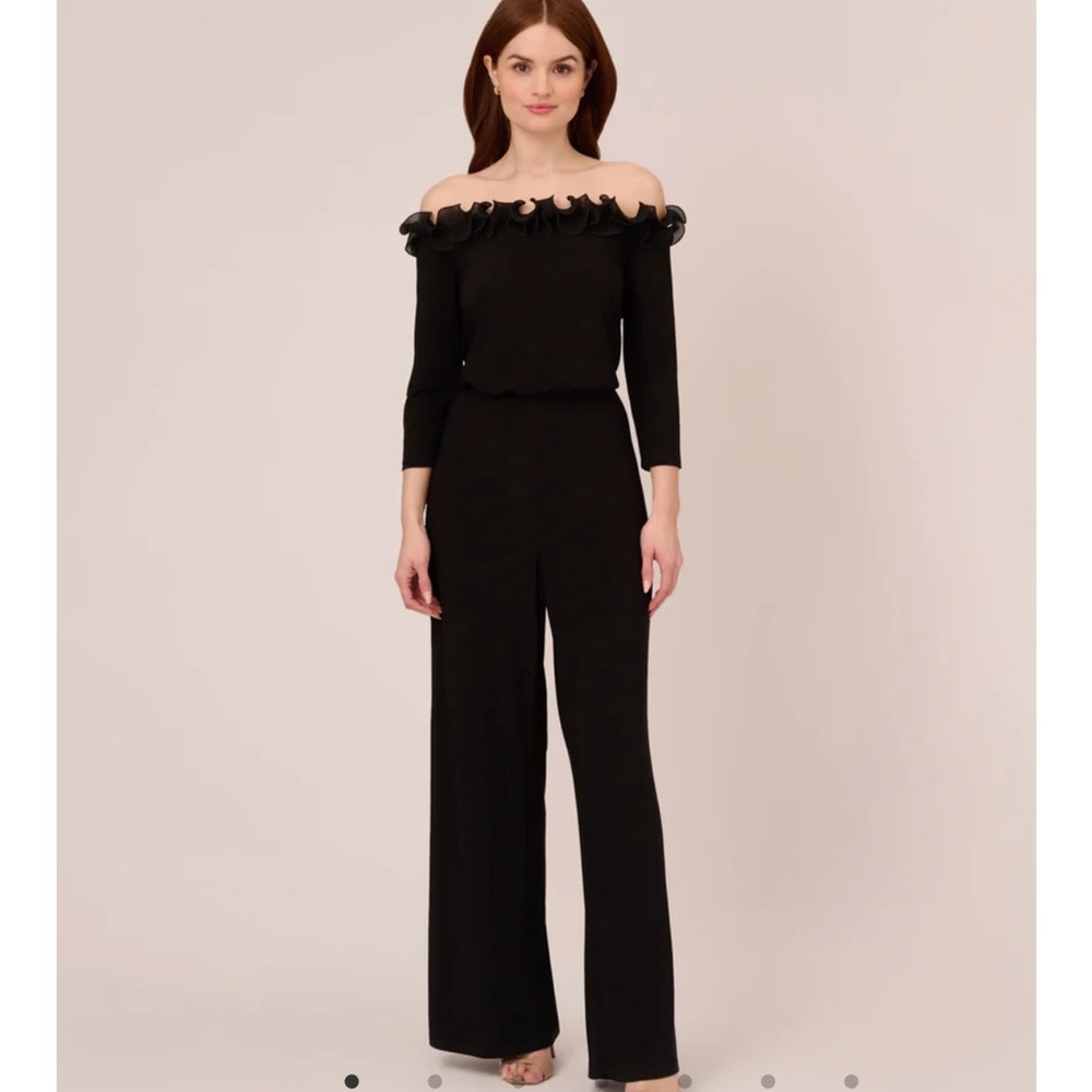 Adrianna Papell SIGNATURE BLOUSON JUMPSUIT IN BLACK